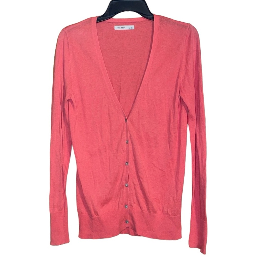 •OLD NAVY•MELON LIGHTWEIGHT BUTTON FRONT RIBBED KNIT CARDIGAN SIZE MEDIUM EUC